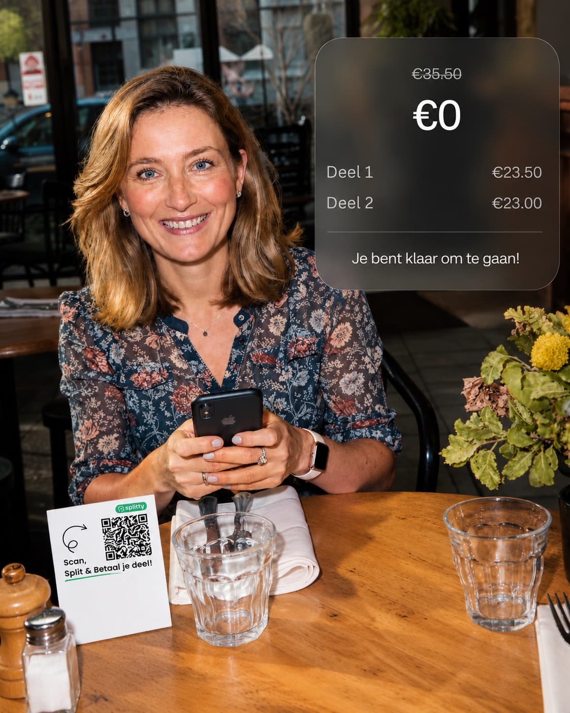 Splitty in gebruik aan tafel